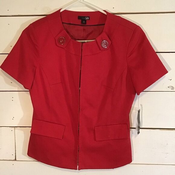 East 5th Petite Jacket Hook Closure Lined Red - Picture 1 of 6